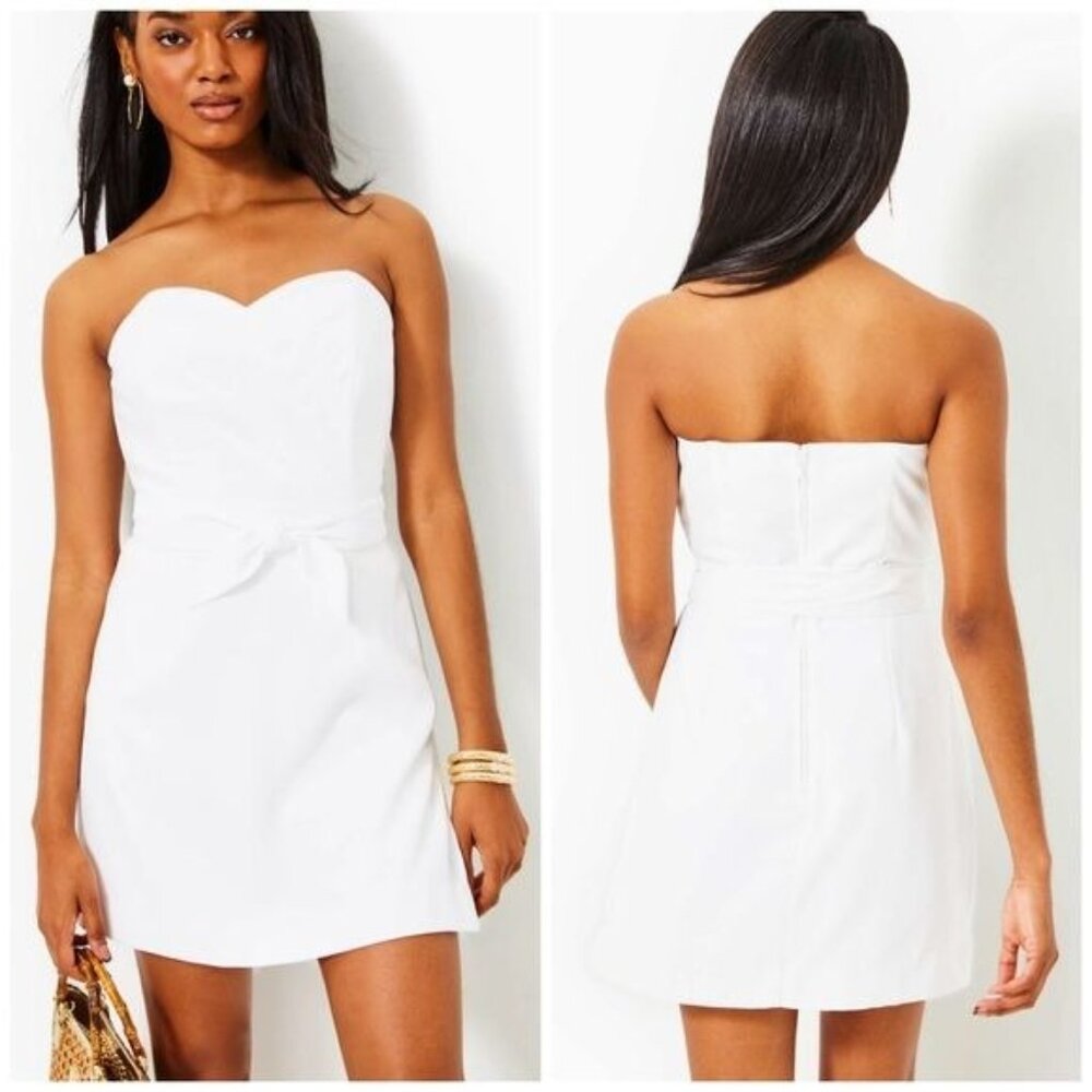 Lilly Pulitzer Kylo Strapless Skirted Romper Resort White Sweetheart Neckline 14